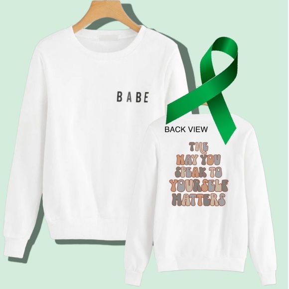 Positive Self Talk “babe” mental health graphic crewneck sweatshirt medium - Picture 1 of 11
